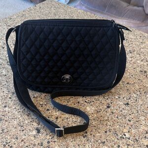 Vera Bradley Saddle Turnlock Quilted Black Crossbody Bag